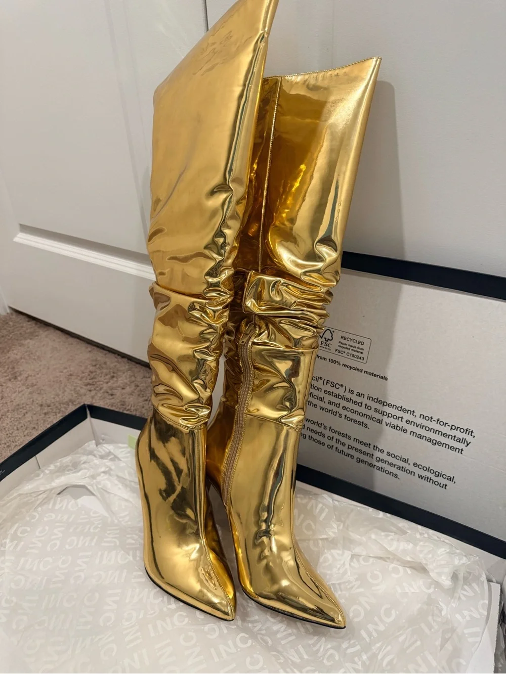 Macy's Gold Metallic Over-the-Knee Stiletto Boots